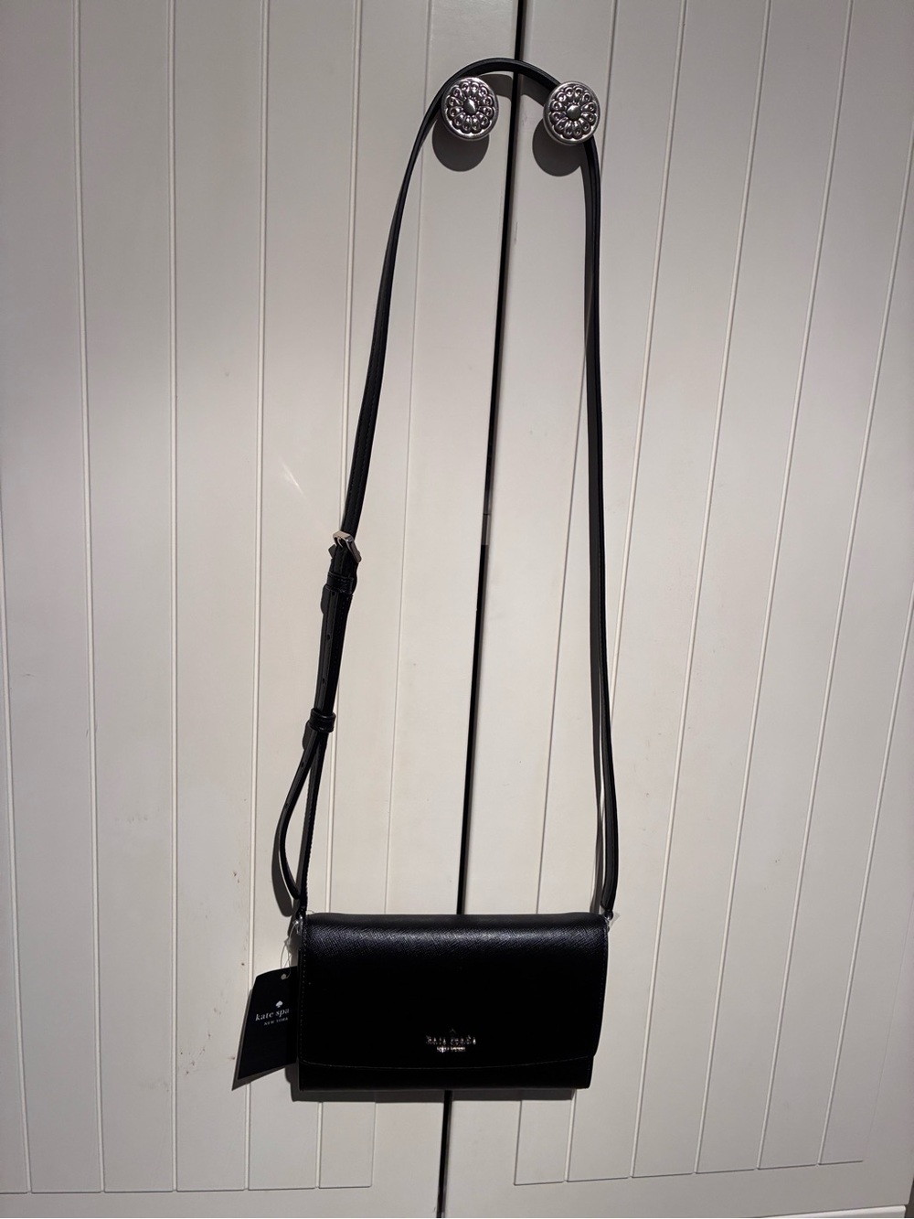 kate spade Black Pebbled Leather Crossbody Wallet